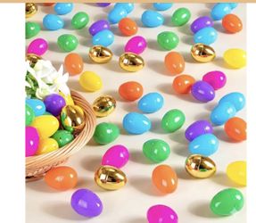 [12 Golden Eggs] 500 PCS 2.4" Fillable Plastic Easter Eggs Empty Easter Eggs 