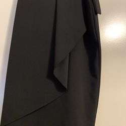 Black Draped Crepe Pencil Skirt For Women 