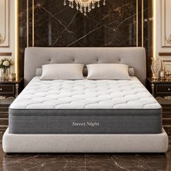 New Sweetnight 14" King Medium Hybrid Mattresses, Gel Memory Foam, CertiPUR-US, OEKO-TEX Certified  New in box 2503M02506-14-K unit 11 Sweetnight brin