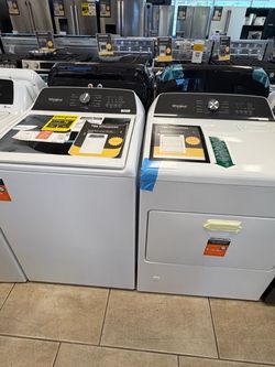 Whirlpool top load washer and gas dryer