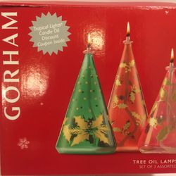 Vintage Gotham Tree Oil Lamps Assorted Set hand painted glass 5”,6”&7” Lamps with Funnel (oil not included). 