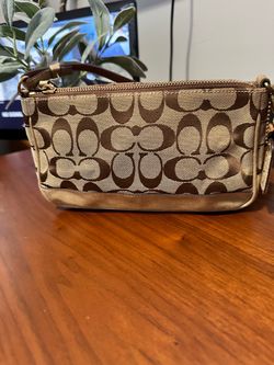 Vintage 2005 Coach Metallic Gold Signature Demi Bag 1861 Y2K Baguette