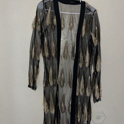 Mesh. Feather Bikini Cover Or Blazer Jacket 