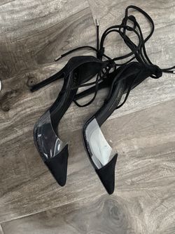 Black and clear heels
