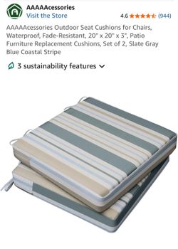 Outdoor Seat Cushions Set of 2, Coastal Stripe
