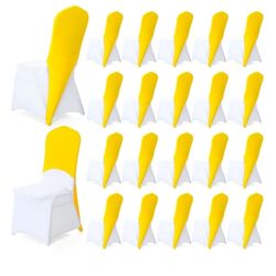 20 Pcs Chair Cap Covers Spandex Chair Hood Sash Hat Bands Folding Stretch Elastic Cover for Wedding Holidays Banquet Party Celebration (Gold)