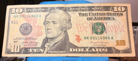 10 Dollar Bill 2017 Low Number Nk00114960A Federal Reserve (contact info removed)40