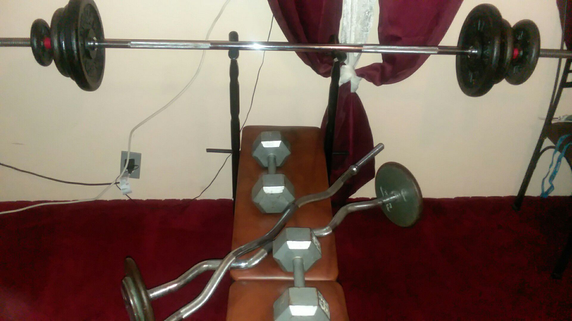 weight bench, 2 curling bar, dum bell .. trade for lg or zte phone