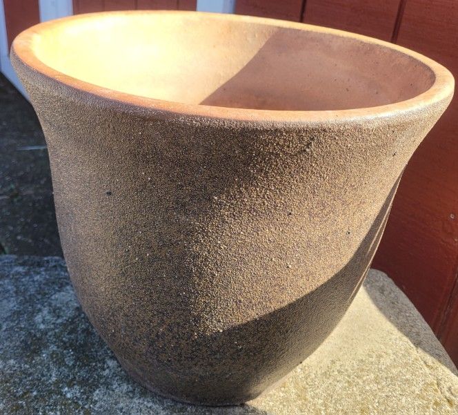 Large Heavy Ceramic Pot With Drainage Holes $35. Pick-up In Aurora. Please Look At All Photos For Specific Measurements  Information.