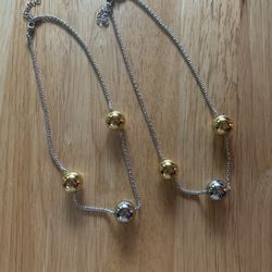 Two , Adjustable,  Gold  And silver  Necklaces. 2 For One Price  All Stainless Steel. Will Never Tarnish 