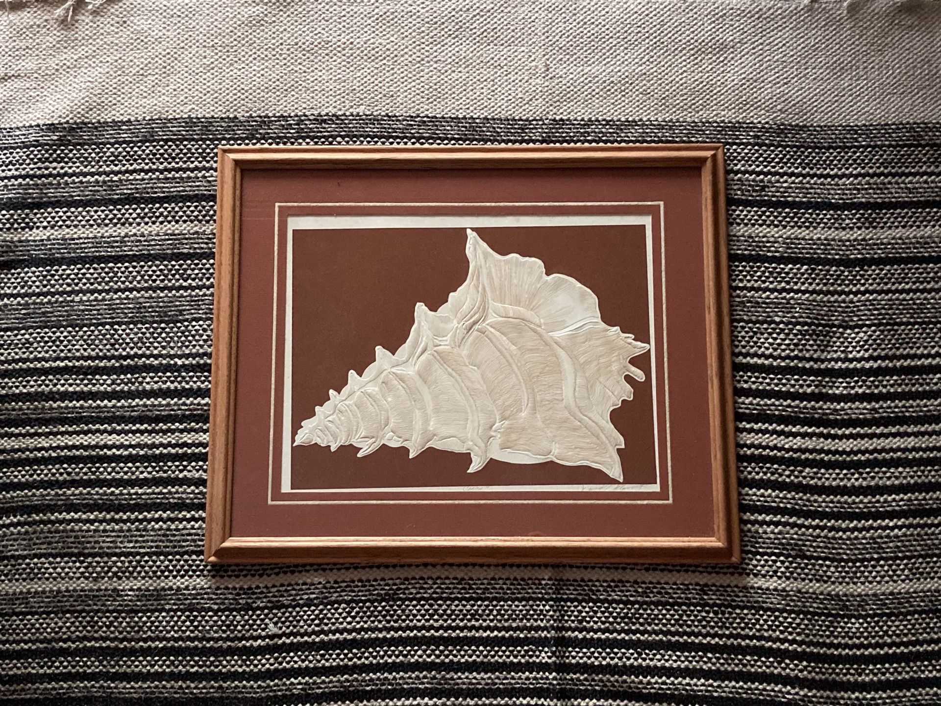Vintage Embossed Serigraph Conch Art by David Allgood Signed 1982