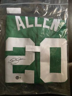 Autographed/Signed Ray Allen Boston Green Basketball Jersey Beckett BAS COA $260