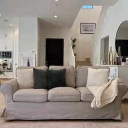 Beige 3 Cushion Washable Cover Sofa Couch Great Condition Neutral Fabric