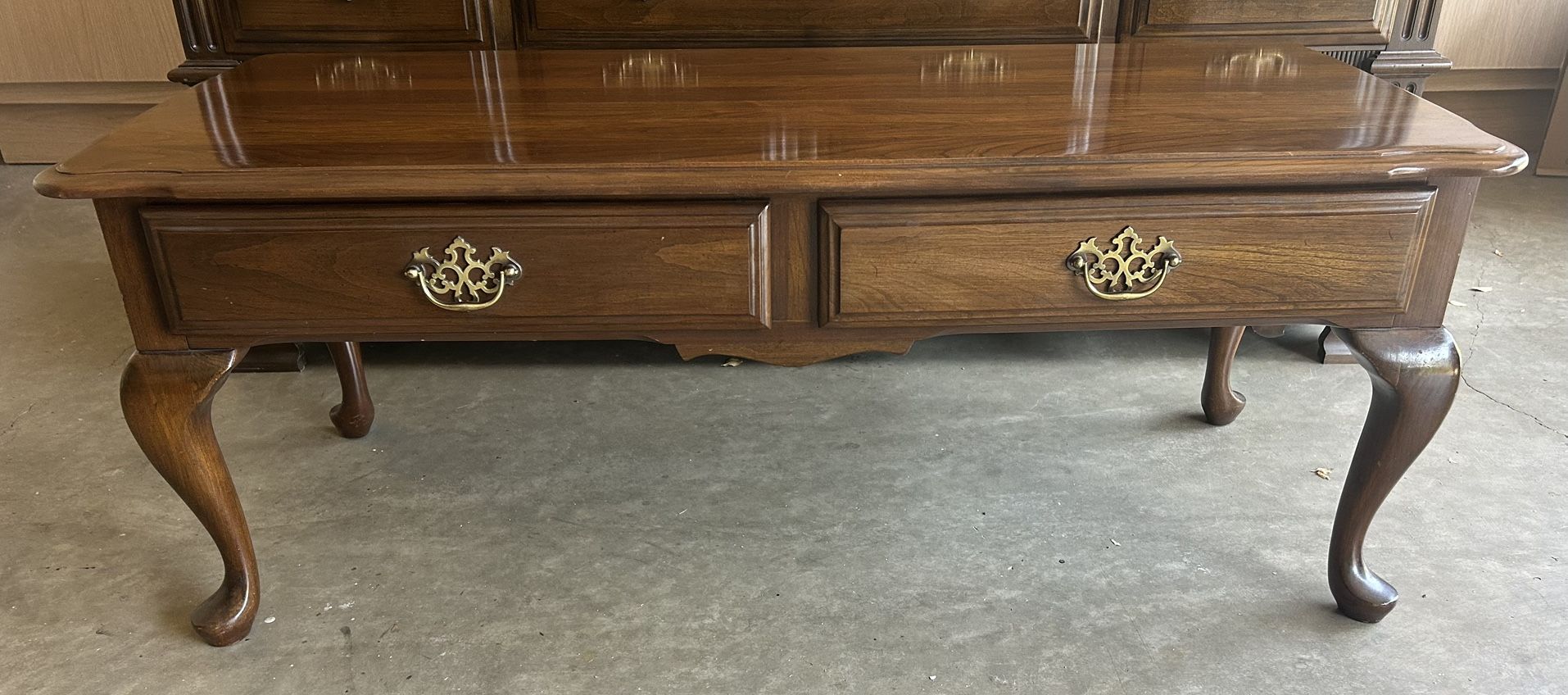 Wooden Coffee Table With Two Drawers
