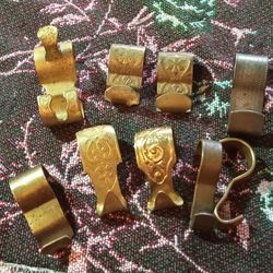     vintage brass , picture rail -picture hangers