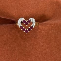 Heart  Diamond & Ruby Ring♥️ 