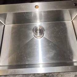 Handmade Stainless steel 33 inch Single Bowl Top Mount Scratch-Resistant Kitchen Sink