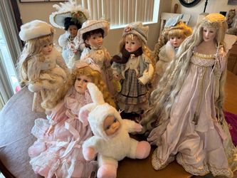 Lot of 8 Porcelain Collector Dolls