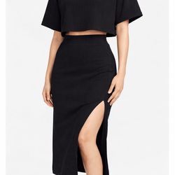 set NIKE W NSW RIB JRSY SS TOP and Skirt DV7870-010 Black