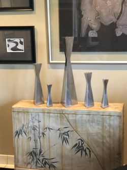 Candle Pedestals - Artistic Design In Vintage Pewter -