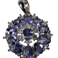 NEW  925 Sterling Silver NATURAL  Tanzanite Pendant Necklace 