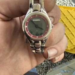 Vintage Fossil Big Tic Watch Silver Tone Seconds Animation ES-9874