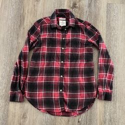 American Eagle Women Top Size XS Plaid Flannel Button Up Boyfriend Fit Soft 