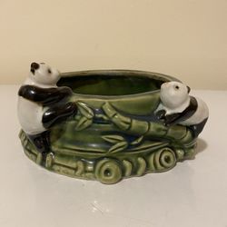 Beautiful Ceramic Glazed Panda  Planter.