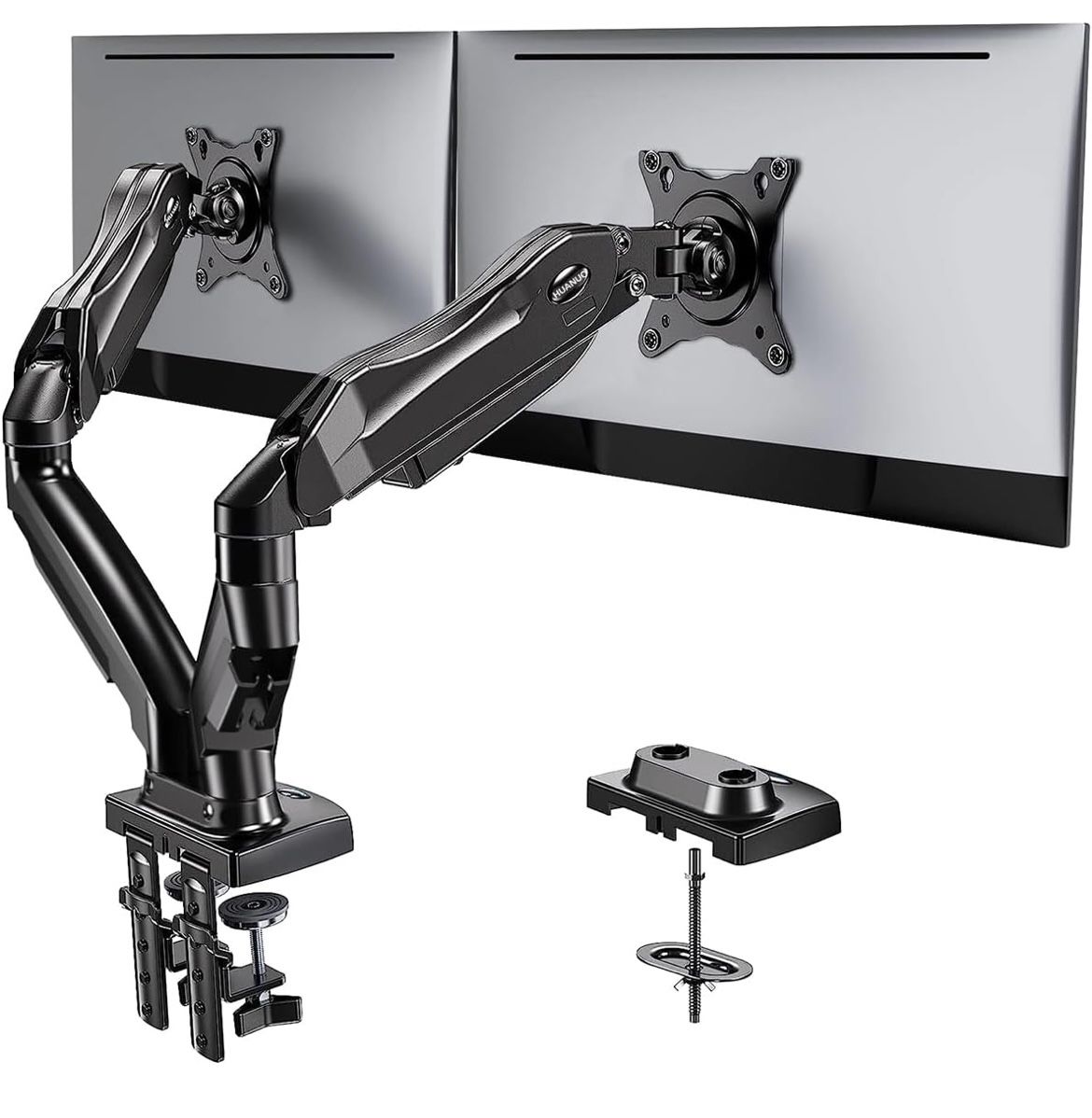 Dual Monitor Stand - Full Adjustable Monitor Desk Mount Swivel Vesa Bracket with C Clamp