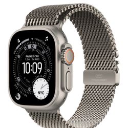 Apple Watch Ultra 3 – Natural Titanium Case with Natural Titanium Milanese Loop (Medium), Brand New