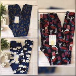 🐦 NEW! Lularoe • Bundle of 3 OS Leggings (fits 2-10)