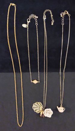 Mixed lot of gold plated necklaces some with Pendants 4 total
