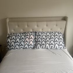 Like New Upholstered Bed Frame And Full Mattress
