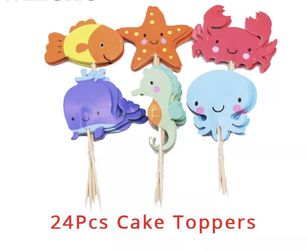 Fish Sea Star Crab Shape cupcake topper 24