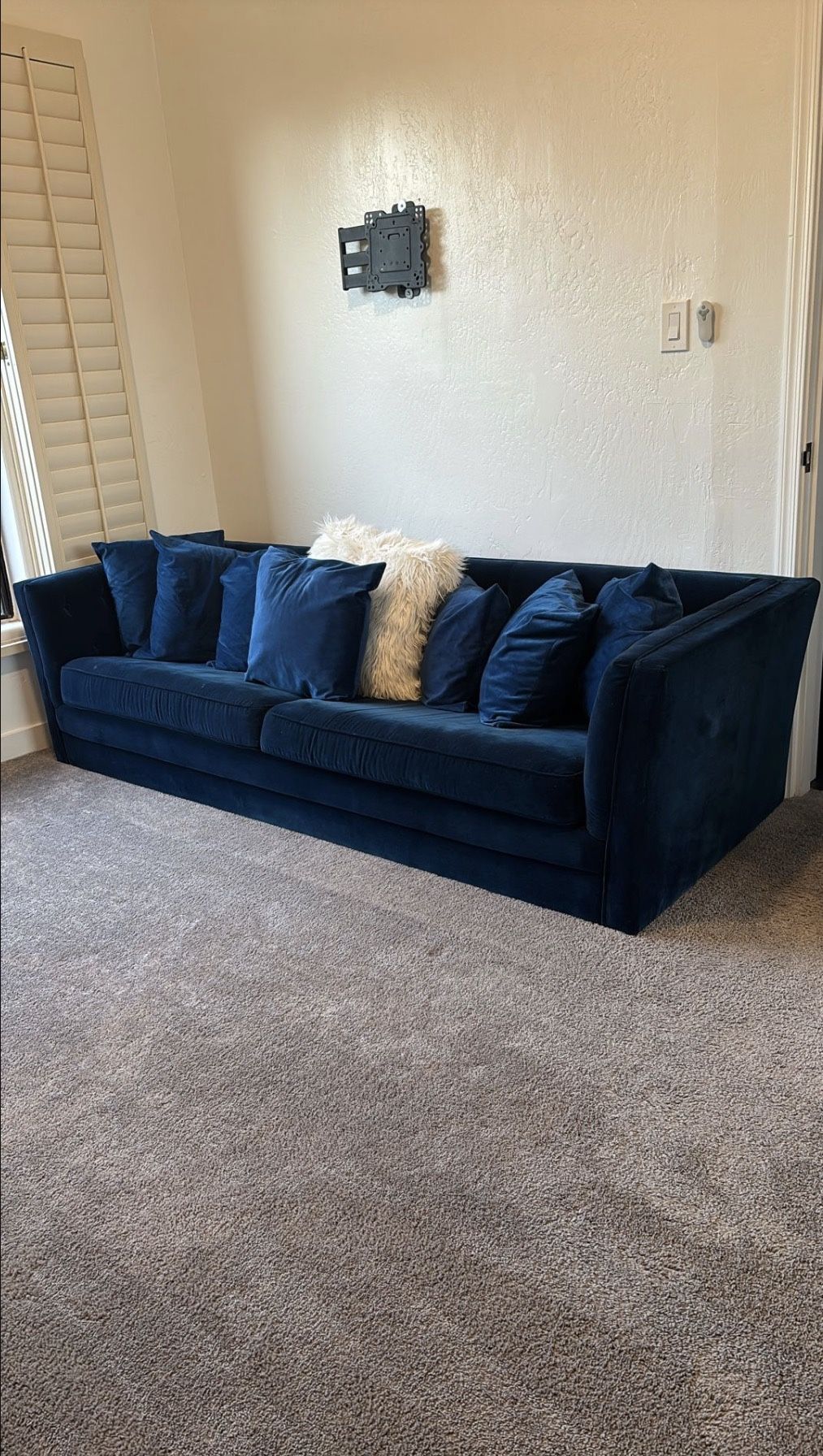 Royal Blue Sofa Couch & Pillow Set
