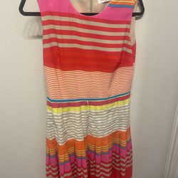 Calvin Klein Sleeveless Multicolored Striped Dress, Size 10