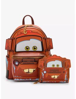 Loungefly Disney Pixar Cars Figural Mater Glow-in-the-Dark Backpack & Wallet