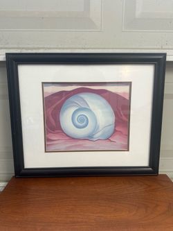 Georgia O'Keeffe Red Hill and White Shell Custom Framed Lithograph