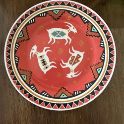 Southwestern Decorative Red Plate With Goats