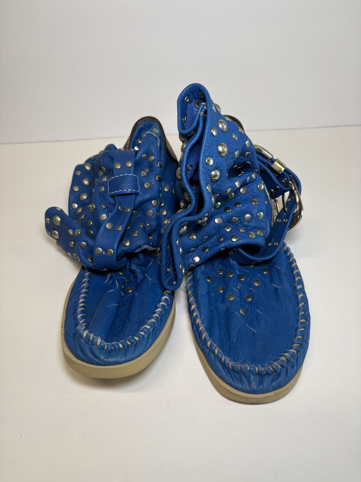 Hector Riccione Blue Leather Boots – Size 7 (Used, Good Condition) 🔵👢