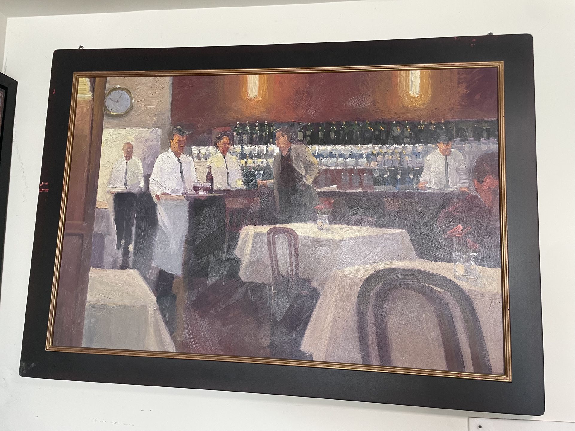 Wood Framed Formal Restaurant Scene Canvas Print