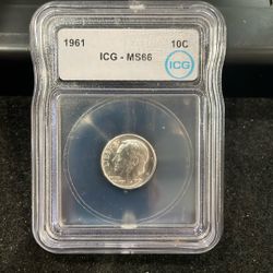 1961 Silver Roosevelt Dime Graded At MS66 U-4
