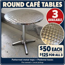 Round Metal Café / Bistro Tables – 3 Available