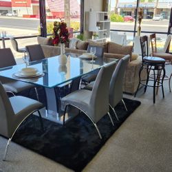 SALE!!! 7-PC Glass Dining Set / Table + 6 Chairs
