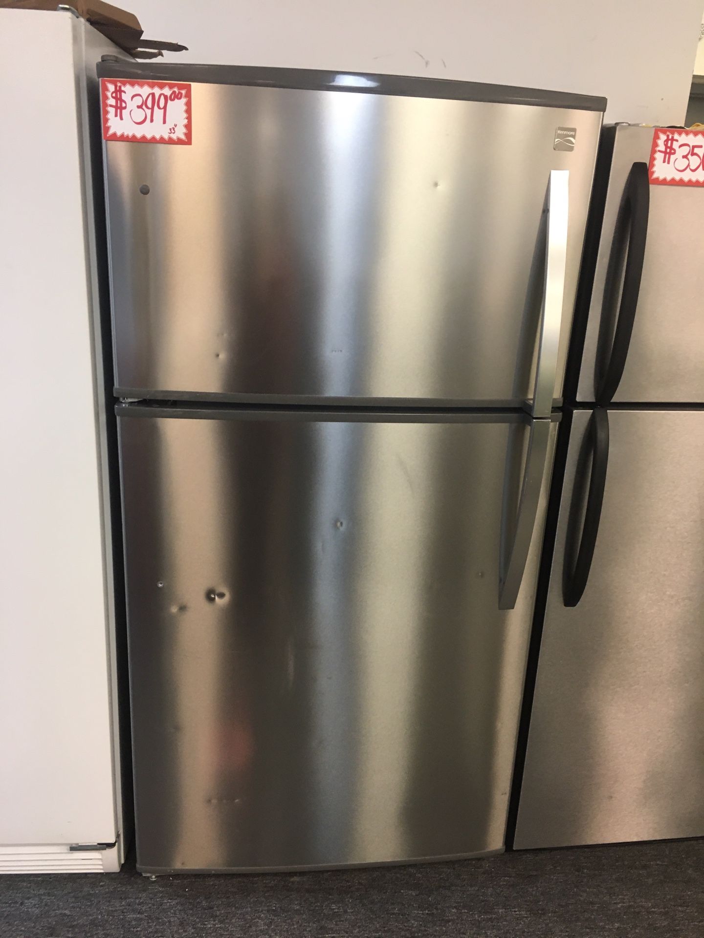 Kenmore 33” Top Freezer refrigerator Stainless Steel Working Perfectly 4 Months Warranty