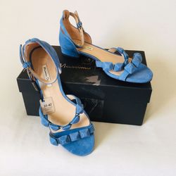 Massimo Dutti blue suede leather sandals Women’s sz 36