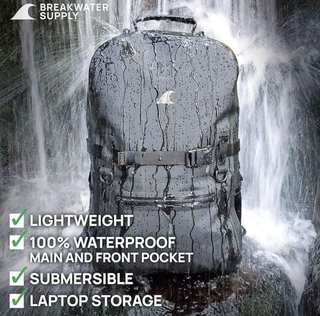 Breakwater Supply 25L Gray Waterproof Submersible Backpack Used mint condition!