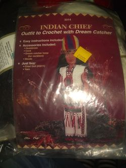 Brand New Indian Chief Outfit to Crochet With Dream catcher Doll included