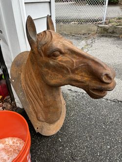  ANTIQUE FRENCH Cast Iron Horse Head