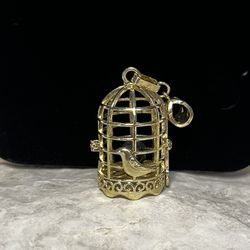 Gold Plated dollhouse Miniature Birdcage Pendant 